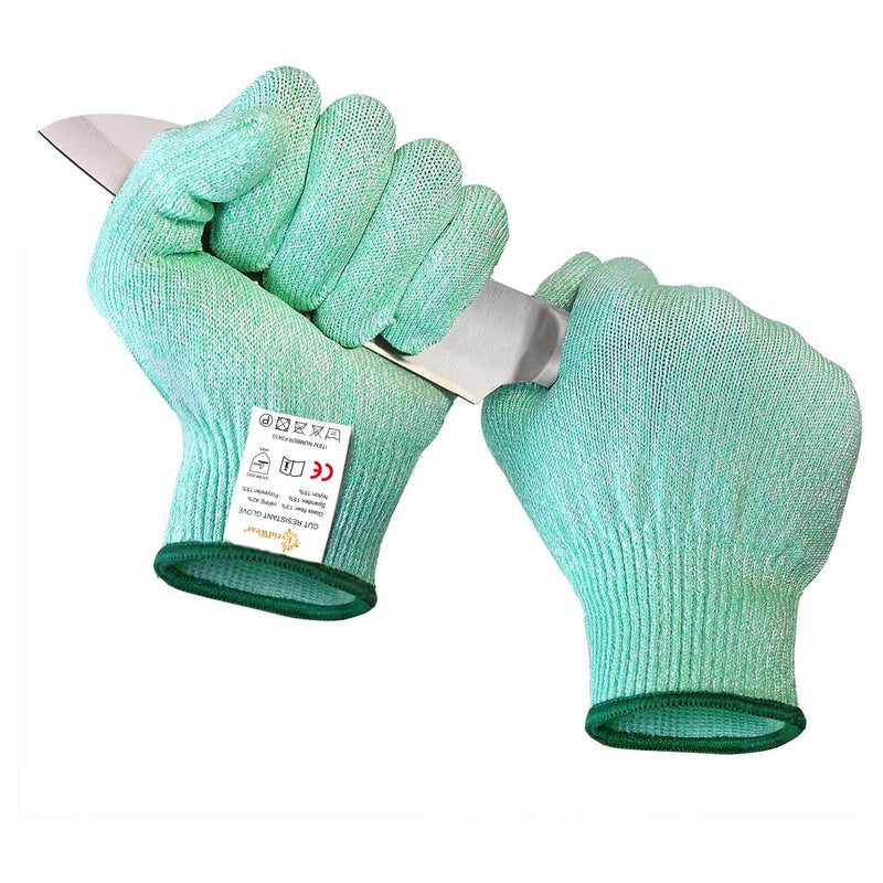 Evridwear Cut Resistant Gloves Food Grade Level 5 Kitchen Safety Protection (Medium, Green) - Image 1